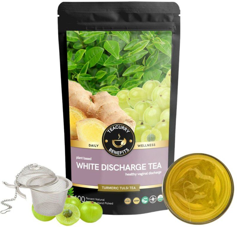 TEACURRY White Discharge Tea (1 Month, 100g) + Infuser - for White Discharge, Itching Turmeric Herbal Tea Pouch  (100 g)