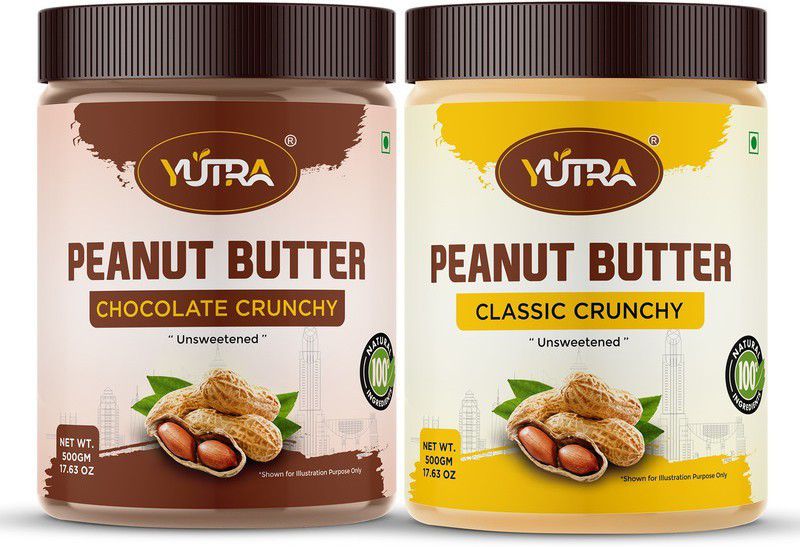 YUTRA High Protein Peanut Butter CHOCOLATE CRUNCHY 500gm & CLASSIC CRUNCHY 500gm COMBO 1 kg  (Pack of 2)