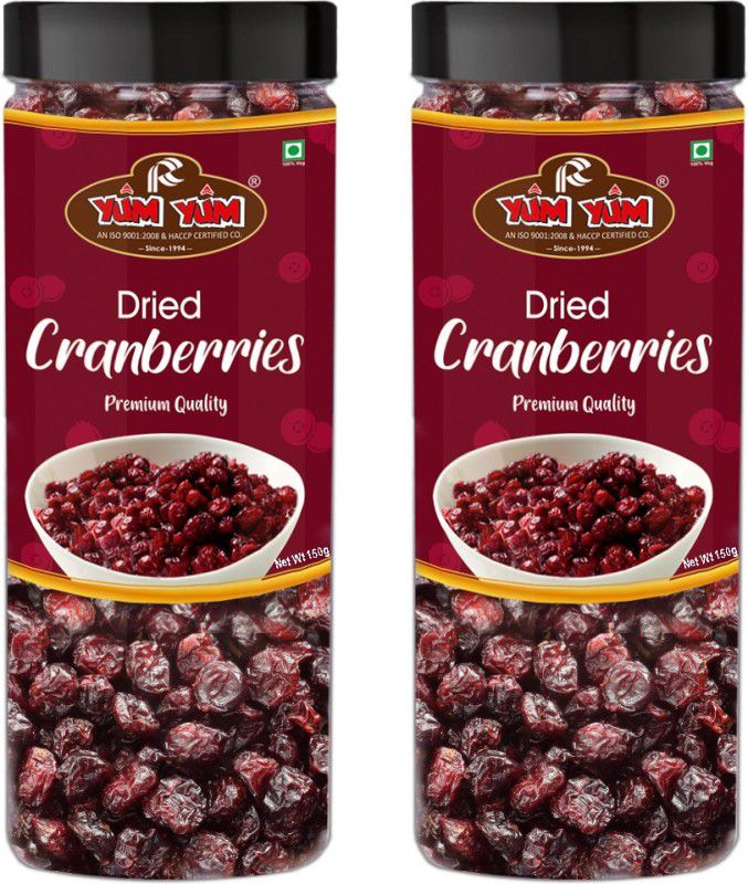 YUM YUM Premium American Whole Dried Cranberry 300g (Pack of 2-150g Each) Cranberries  (2 x 150 g)