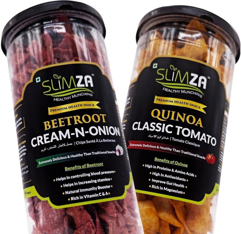 Slimza Healthy Premium Quality|Quinoa Classic Tomato & Beetroot Cream N Onion|Combo Chips  (2 x 150 g)