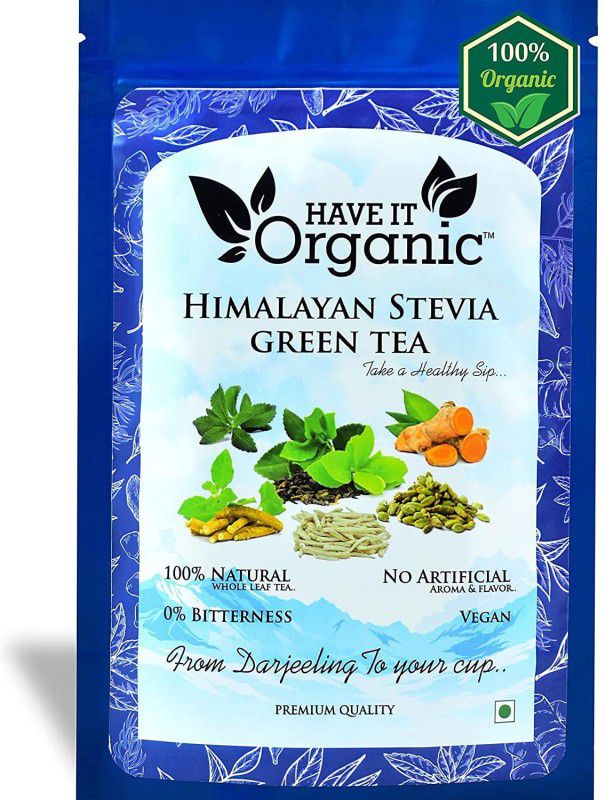 Have It Organic Himalayan Stevia Green Tea With Ashwagandha,Shatavari,Stevia,Turmeric & Cardamom Green Tea Pouch  (100 g)