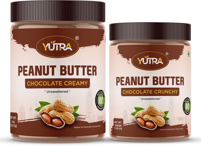 YUTRA High Protein Peanut Butter Chocolate Creamy 1kg + Chocolate Crunchy500gm Combo 1.5 kg  (Pack of 2)