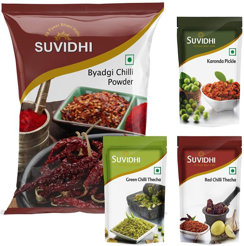 Suvidhi combo - Red Chilli Thecha 100gm,Green Chilli Thecha 100gm(Pack of 8) Red Chilli Pickle  (8 x 0.12 kg)
