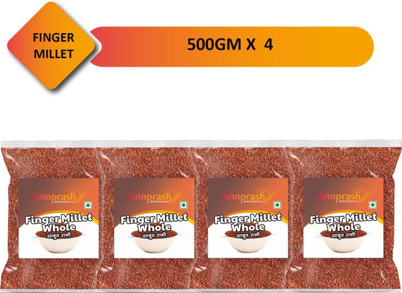 Annprash Best Quality Finger millet whole/ Ragi Sabut - 2kg (500gmx4) Ragi  (2 kg, Pack of 4)