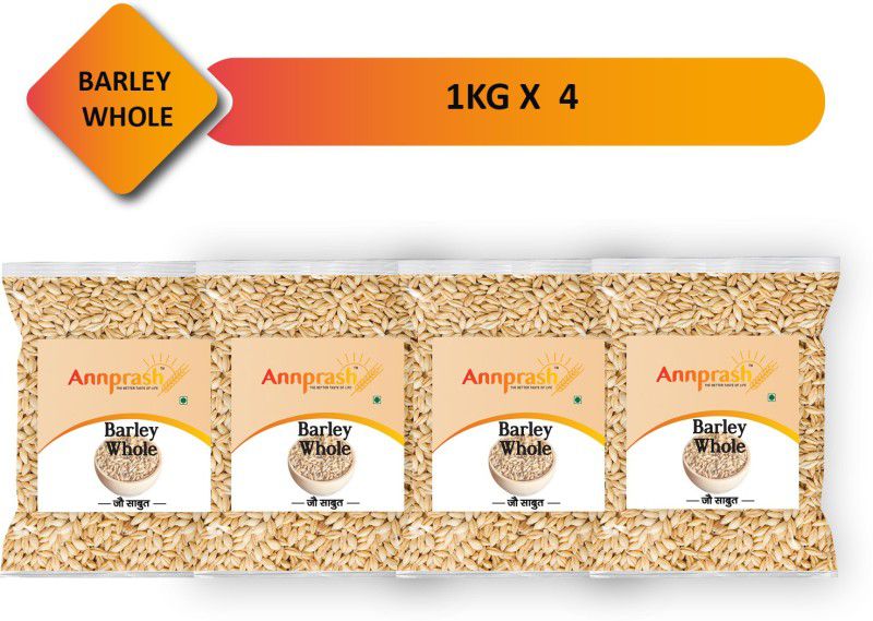 Annprash Best Quality Barley Whole / Jau Sabut - 4kg (1kgx4) Barley  (4 kg, Pack of 4)
