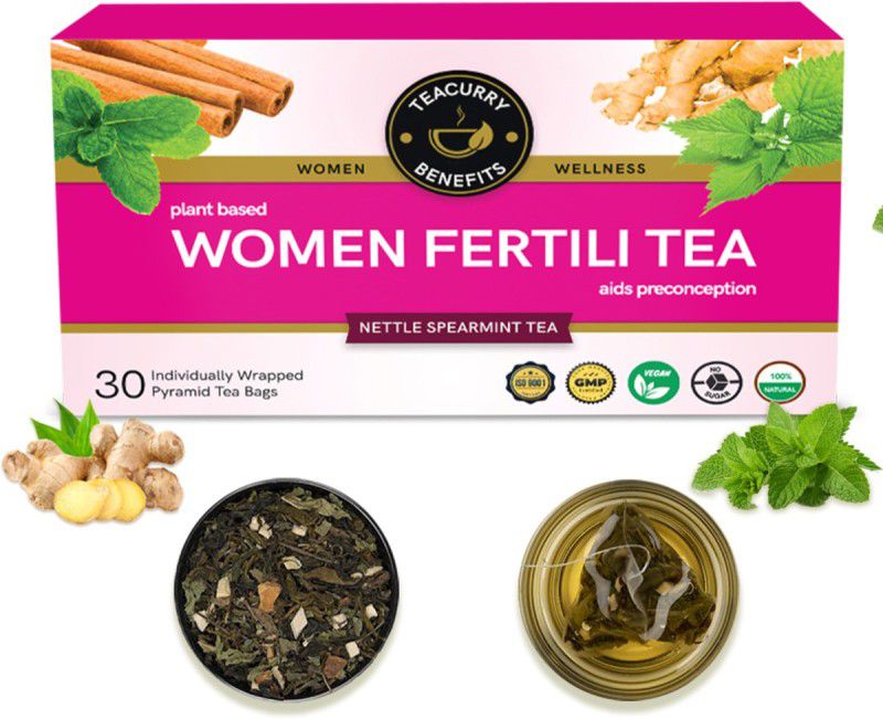 TEACURRY 60 Day Fertility Tea For Women | 30 Pyramid Teabags of Herbal Fertility Tea, 60 Cups | Promotes Ovulation, Regulates Menstruation, Helps Manage Weight, Fights Pre Menopause | Get Pregnant Fertility Tea Herbal Tea Pouch  (30 Bags)