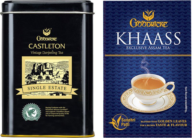 Goodricke Castleton Vintage Darjeeling Tea (250g) + Khaass Assam Tea (250g) | Pack Of 2 Black Tea Box  (2 x 250 g)