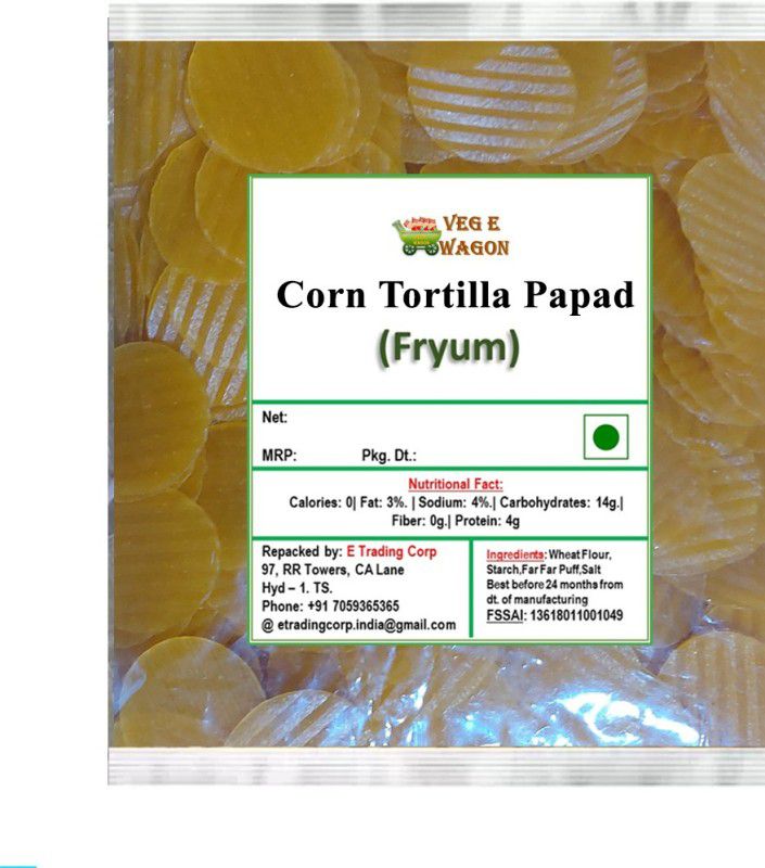 Veg E Wagon Corn Tortilla Papad in Pouch 1 kg Fryums 1 kg