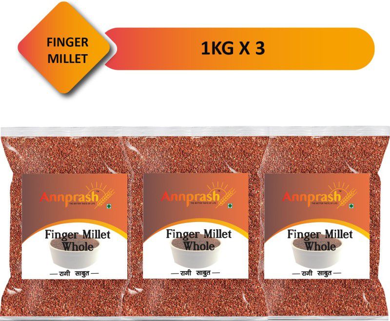 Annprash Best Quality Finger millet whole/ Ragi Sabut - 3kg ( 1kgx3) Ragi  (3 kg, Pack of 3)