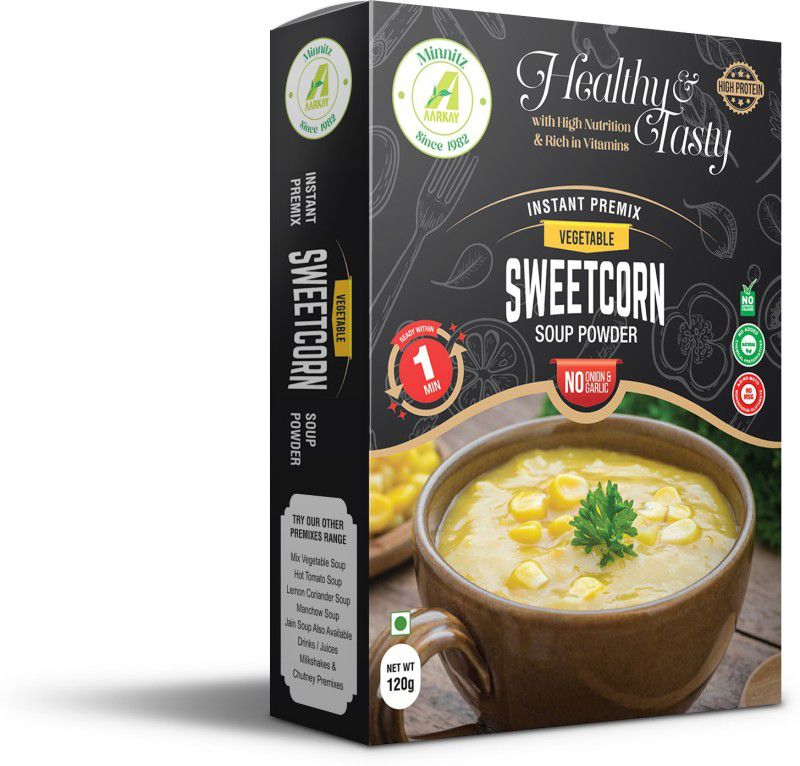 AARKAY Minnitz Instant Sweet Corn Soup With No Onion And Garlic 480 G  (Pack of 4, 480 g)