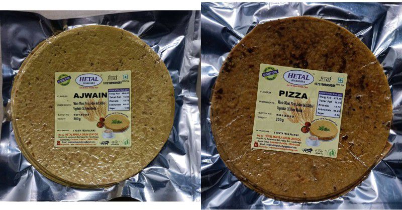 Hetal Khakhra Ajwain Khakhra 200 gm x Pizza Khakhra 200 gm  (2 x 200 g)