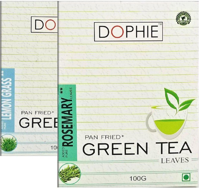 dophie Lemong grass green tea , Green tea rosemary [COMBO PACK-2] Light and Refreshing, Good Source of Antioxidants, Vitamins, and Minerals (100gm Each) Herbs Green Tea Box  (2 x 100 g)