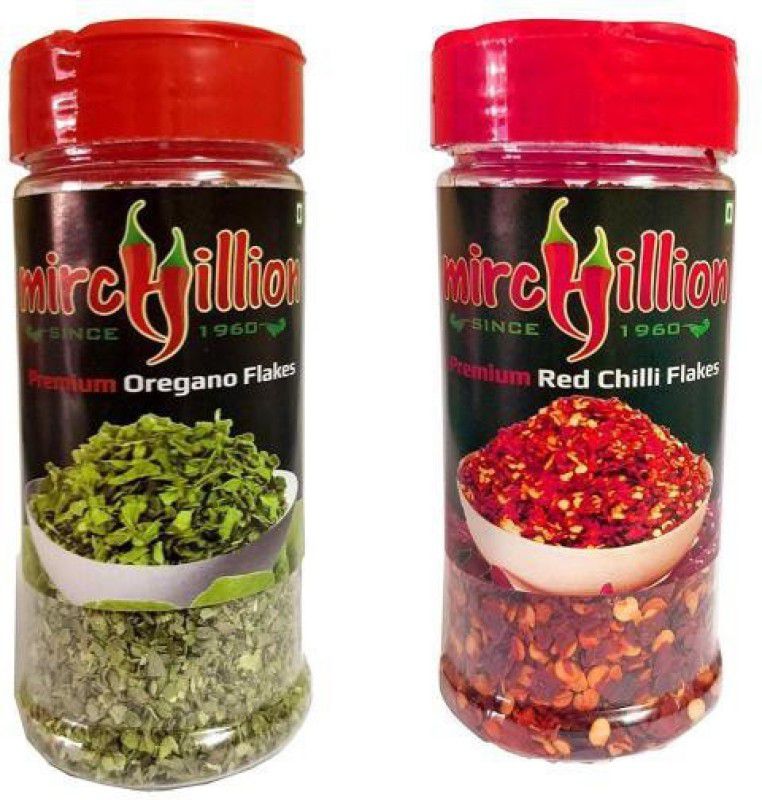 Mirchillion Chilli Flakes And Oregano Flakes - Pack of 2 of 40gms each  (2 x 40 g)
