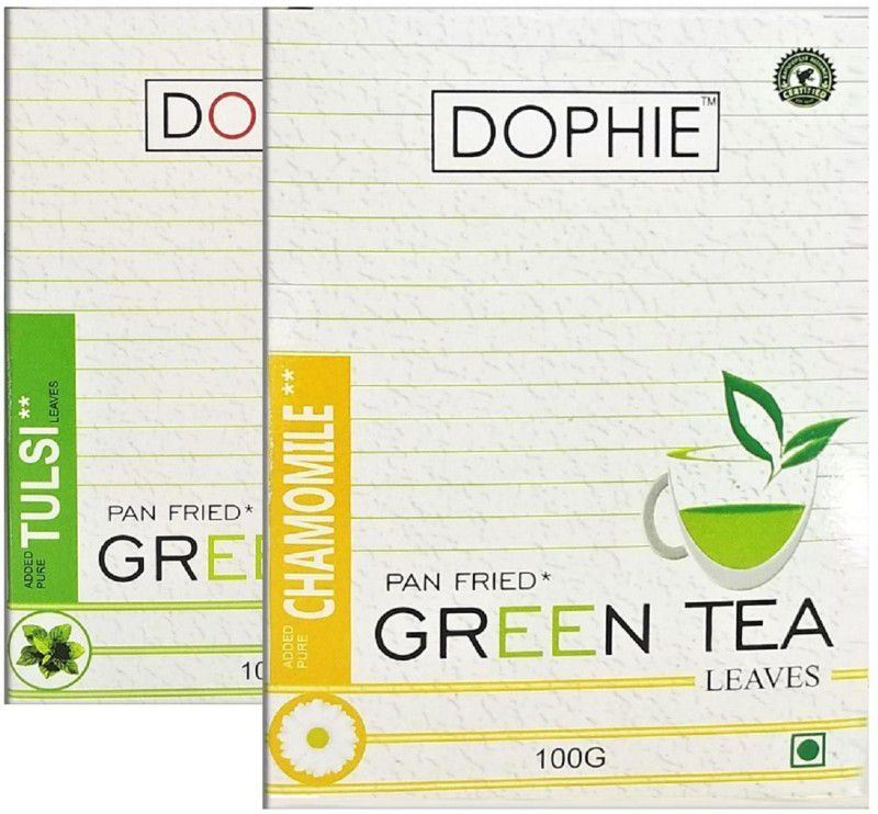 dophie Basil Green tea , Chamomile Green tea [COMBO PACK-2]Immunity Boosting tea (100gm Each) Herbs Green Tea Box  (2 x 100 g)