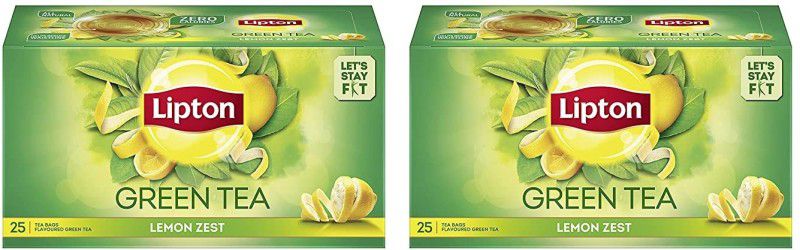 lipton GREEN TEA ALL NATURAL STAY FIT 25 BAGS X 2 LEMON ZEST Green Tea Bags Box  (2 x 25 Bags)