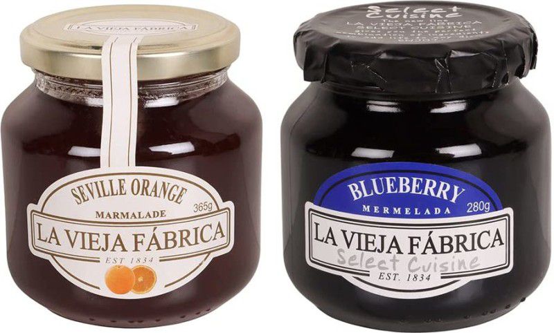 La Vieja Fabrica Combo Pack of Blueberry 280G & Seville Orange jam 365G 645 g  (Pack of 2)