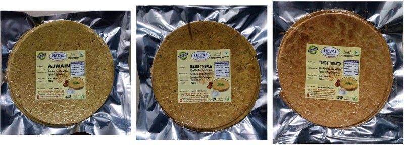 Hetal Khakhra Ajwain x Bajri x Tangy Tomato (200 gm x 3)  (3 x 200 g)