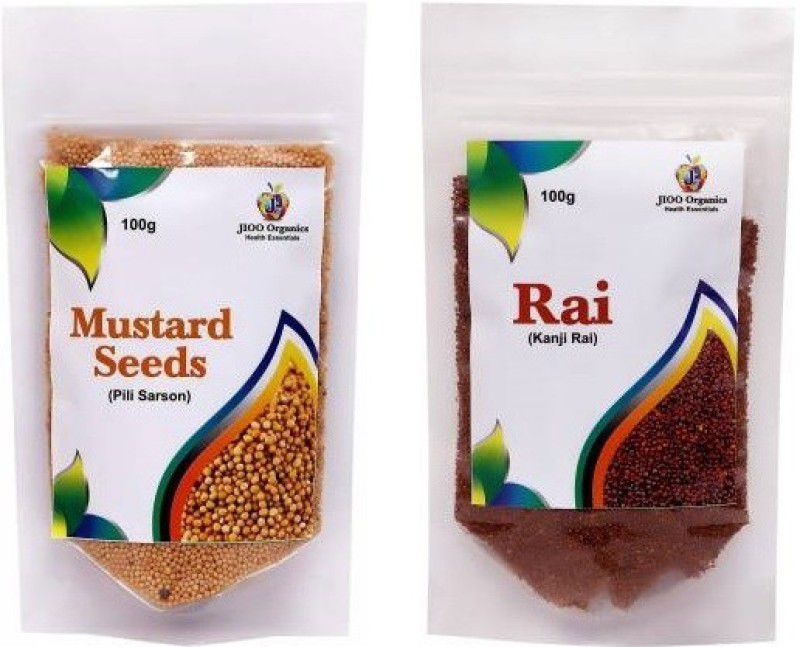 Jioo Organics Mustard Seeds (Pili Sarson) and Rai (Kanji Rai) - (Pack of 2)  (2 x 100 g)