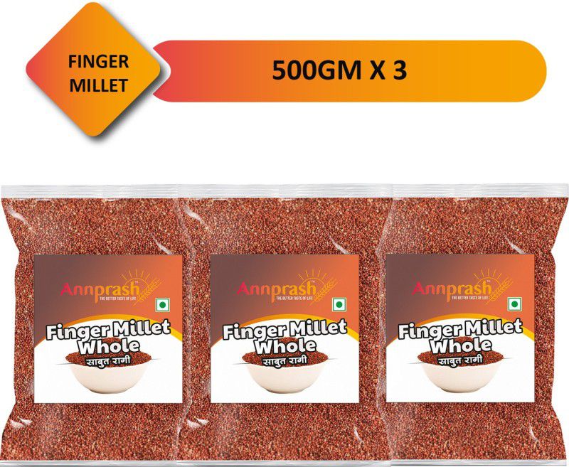 Annprash Best Quality Finger millet whole/ Ragi Sabut - 1.5kg (500gmx3) Ragi  (1.5 kg, Pack of 3)