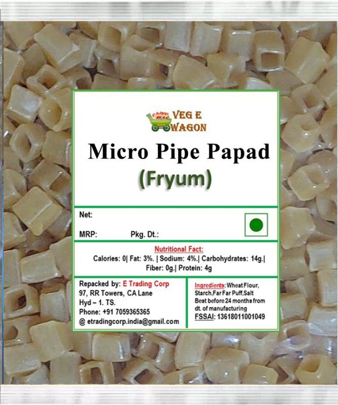 Veg E Wagon Micro Pipe Papad 1 Kg Fryums 1 kg