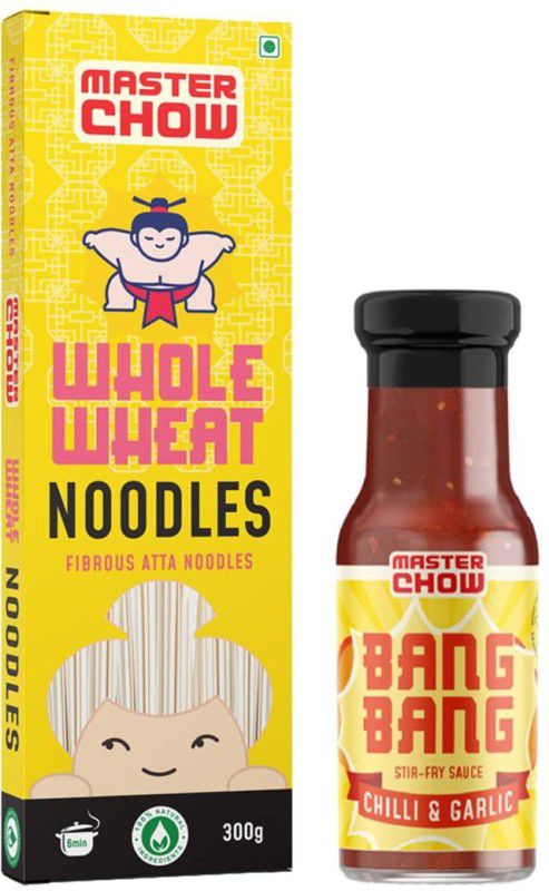 MasterChow Noodle Kit Bang Bang Chilli Garlic Stir Fry Sauce with Whole Wheat Noodles Combo  (300gm, 220gm)