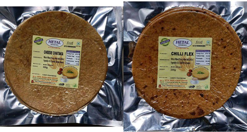 Hetal Khakhra Cheese chataka Khakhra 200 gm x Chilli Flex Khakhra 200 gm  (2 x 200 g)
