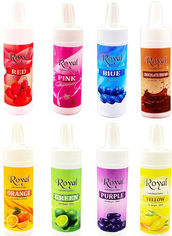 ROYAL Edible Puff Color 50gms each PhusPhus Spray Color for Cake Decoration Color Dust Purple, Red, Yellow, Blue, Green, Orange, Pink, Brown  (400 g)