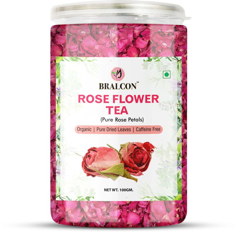 BRALCON Organic Rose Flower Tea- 100g | Pure Rose Petals| Rose Tea |Sun Dried Leaves Rose Herbal Tea Plastic Bottle  (100 g)