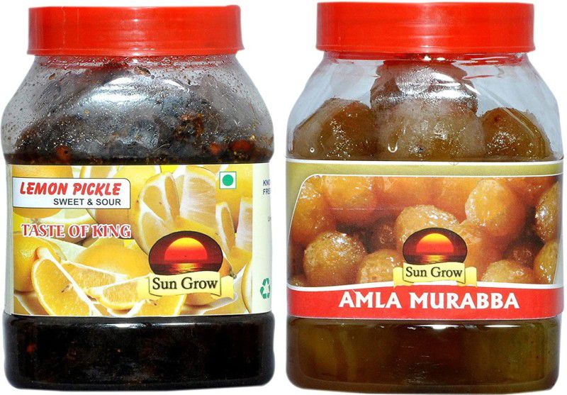 Sun Grow (Sweet Amla + Citrus Lemon) Desi HomeMade Pickle | Amaa Ke Hath Ka Achaar | Masaledar Flavour & Delicious Taste Amla, Lemon Pickle  (2 x 1 kg)