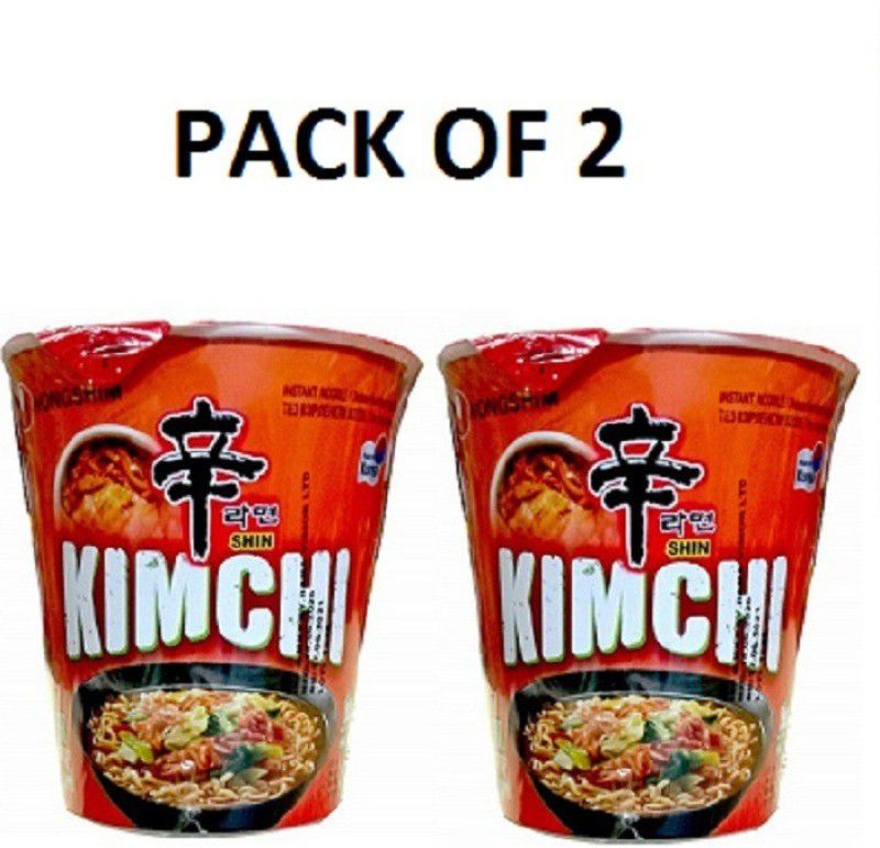Nongshim Kimchi Ramyun Cup Noodles 68gm (Pack of 2) (Imported)136Gm Cup Noodles Vegetarian  (2 x 68 g)