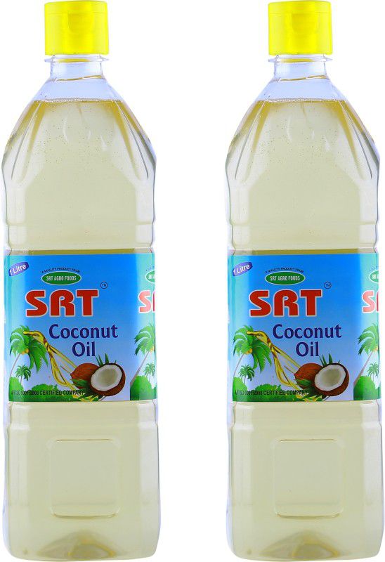 SRT 1 LTR Edible Grade Coconut Oil Pack of 2 Coconut Oil Plastic Bottle  (2 x 1 L)