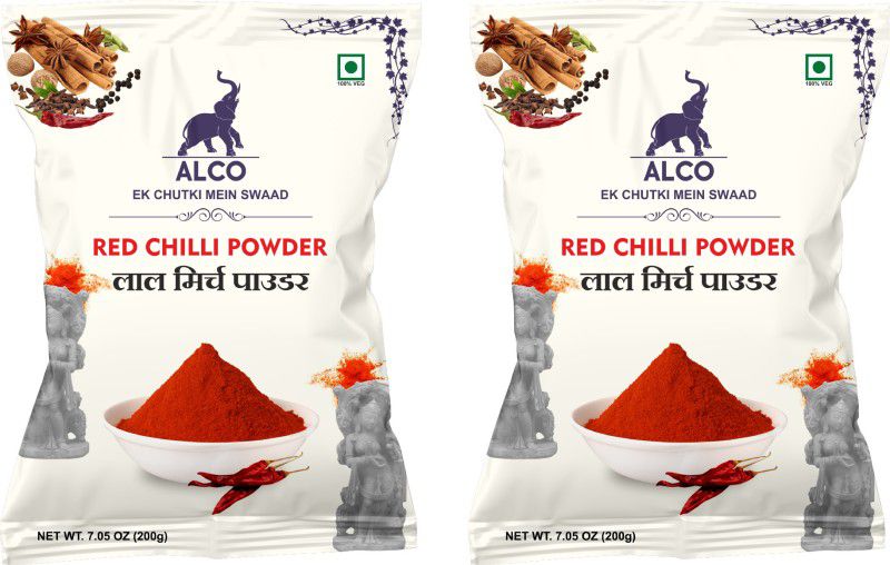 ALCO SPICES Red Chilli Powder - Laal Mirch | 100% Vegetarian  (2 x 200 g)