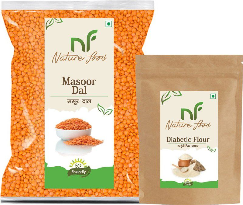 Nature food Best Quality Masoor Dal (3kg) & Diabetic Flour (1kg ) Combo  (3KG, 1KG)