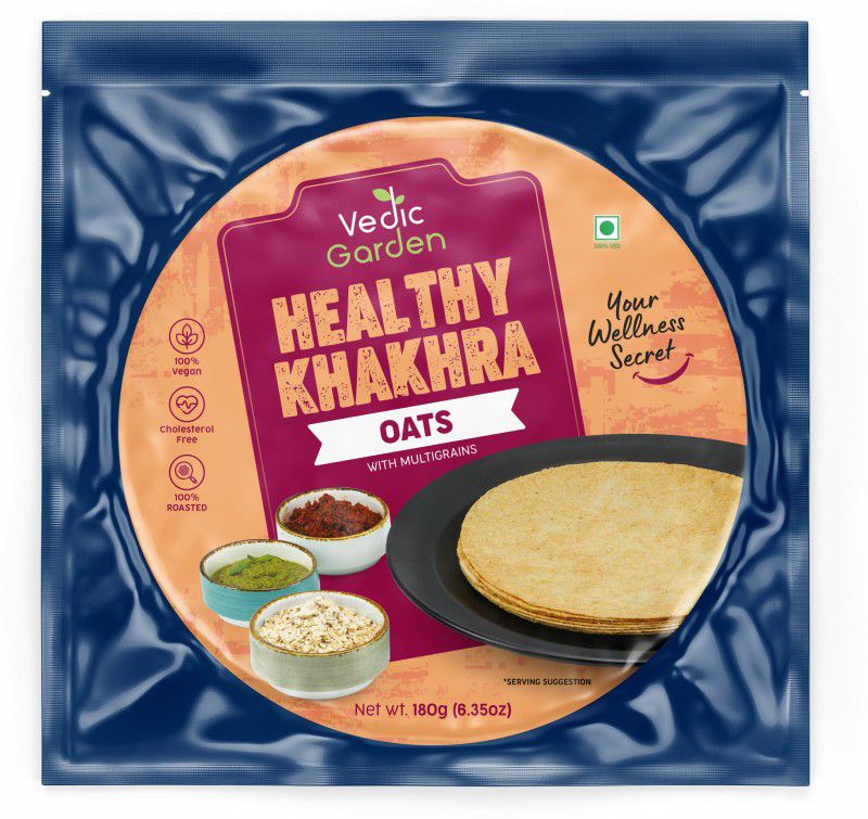 Vedic Garden Oats Healthy Roasted Khakhra With Multigrain, Indian Snack, Diet Friendly  (2 x 180 g)