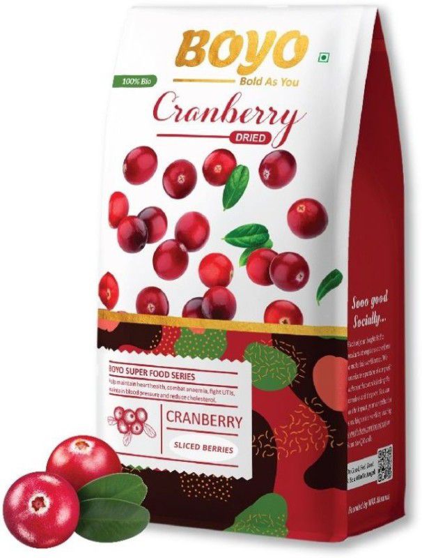 BOYO Dried Sliced Cranberry 400g, Sliced & Unsweetened, 100% Vegan & Gluten Free Cranberries  (400 g)