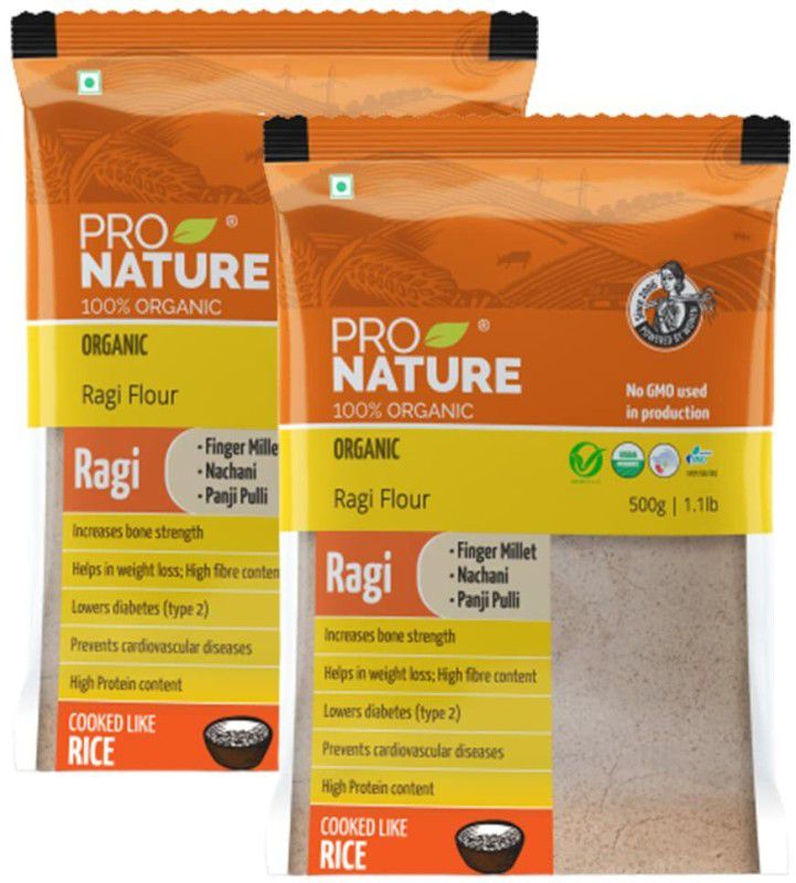 Pro Nature 100% Organic Ragi Flour  (500 g, Pack of 2)