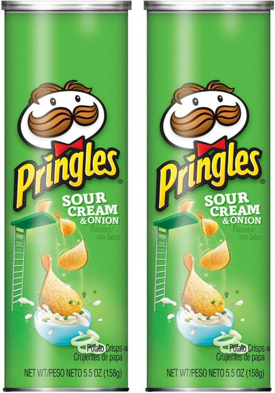 Pringles Sour Cream & Onion Potato Chips 158 g (Pack of 2) Chips  (2 x 158 g)