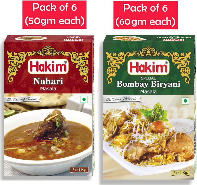 HAKIM India'S 1St Authentic Mughlai Nihari Masala & Bombay biryani Masala - Pack of 12 - 50 Grams Each  (12 x 55 g)