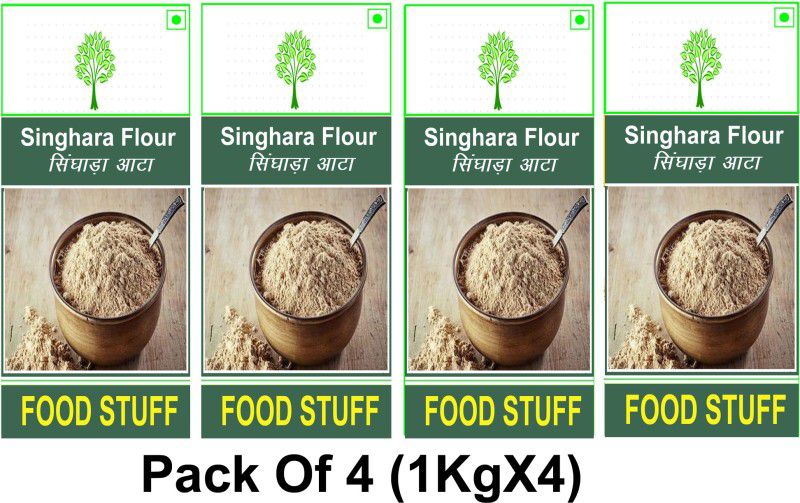 FOOD STUFF Best Quality Singhara Atta/Chestnut Flour Pack -(1KgX4)  (4 kg, Pack of 4)