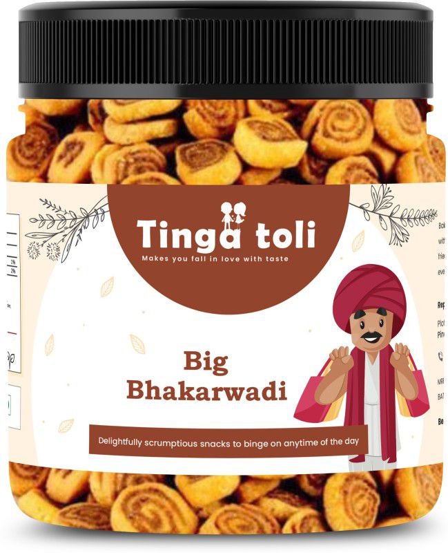 TINGA TOLI Special Gujrati Big Bhakarwadi Snacks |Indian Namkeen Big Bhakarwadi| Jar Pack  (200 g)