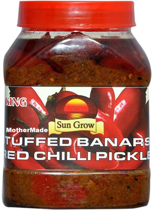 Sun Grow Organic Hand Made Premium Quality (Real Taste of Banarasi Pickles) Mothermade Stuffed Banarasi Red Chilli Pickle Lal Mirch Ka Achar (1 Kg) Red Chilli Pickle  (1 kg)