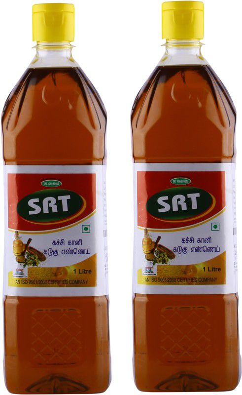 SRT 1LTR Mustard Oil Pack of 2 Mustard Oil Plastic Bottle  (2 x 1 L)