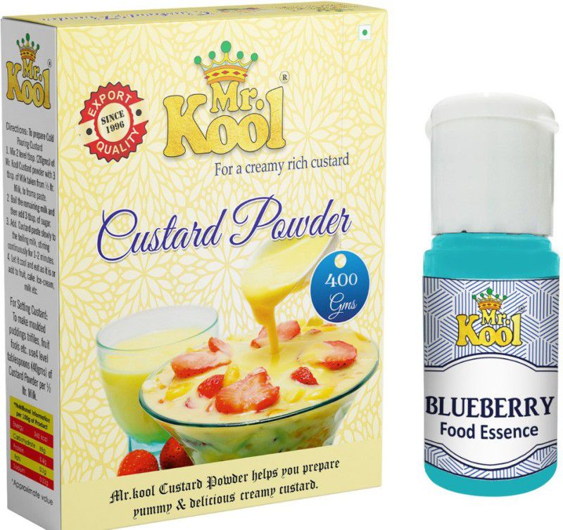 Mr.Kool Custard Powder 400gm , Food Essence Blueberry 20ml. Pack Of 2 Combo. Combo  (420)