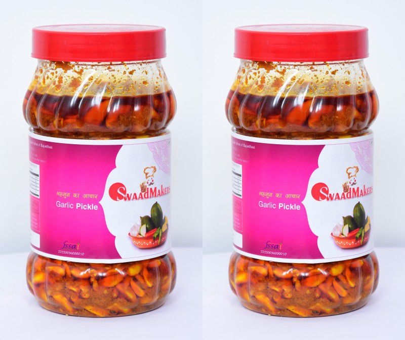 SwaadMakers Lahsun Achar Organic Garlic Pickle | Jar of 900 Grams (Pack of 2) Garlic Pickle  (2 x 450 g)
