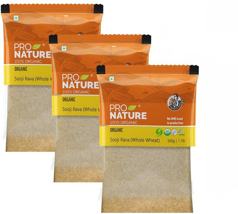 Pro Nature 100% Organic Sooji / Rava (Whole Wheat)  (500 g, Pack of 3)
