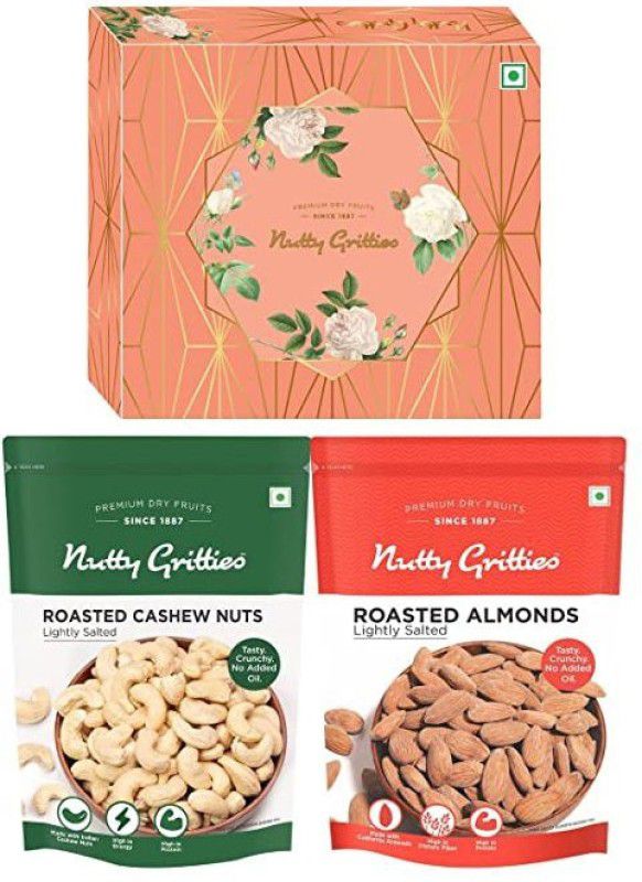 Nutty Gritties Signature Gift Box Roasted Salted Almonds + Roasted Salted Cashew Nuts Combo  (Jumbo Roasted Almond 200g, Jumbo Roasted Cashew 200g)