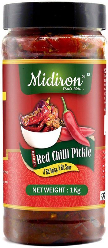 Midiron Homemade Stuffed Red Chilli Pickle (Lal Mirch Ka Achaar), Pure Mustard Oil Based Red Chilli Pickle  (1 kg)