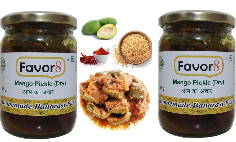 Favor8 Home's Recipe Mango Pickle (In Pure Mustard Oil) 500g x 2 Packed in Glass Jar Mango Pickle  (2 x 500 g)
