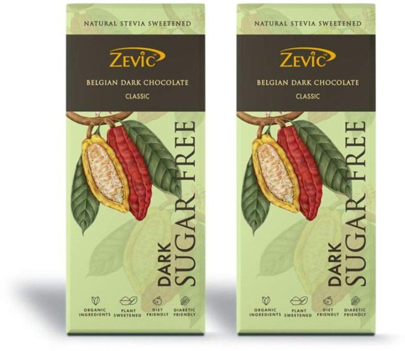 Zevic Sugar Free Classic Belgian Dark Chocolate - 40gm ( Pack of 2 ) Bars  (2 x 40 g)