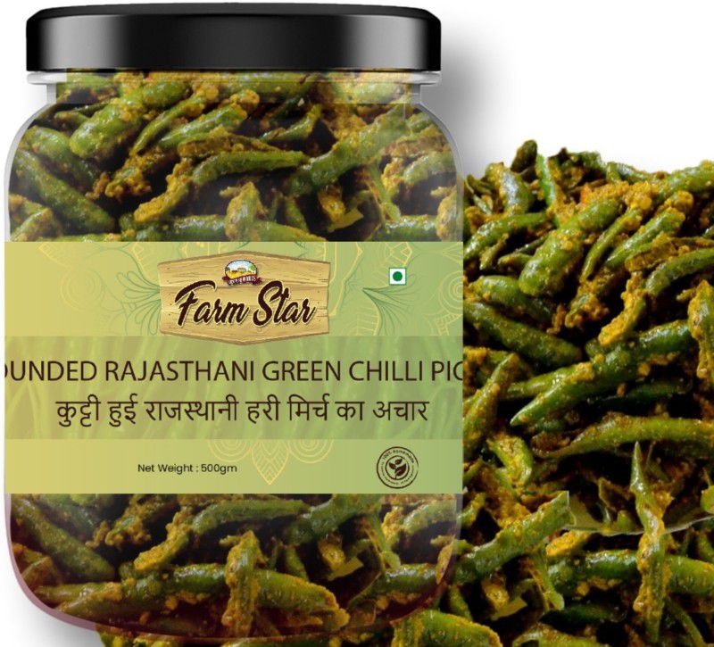 Farm Star - Organic- Pounded Rajasthani Green Chilli Pickle  (500 g)